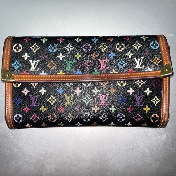 EUC Louis Vuitton Porte Tresor International Black Multicolor Murakami Wallet - Picture 1 of 17